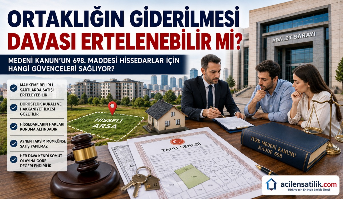 İzale-i Şuyu Davasında Her Talep Hemen Kabul Edilmiyor! İşte Erteleme Şartları