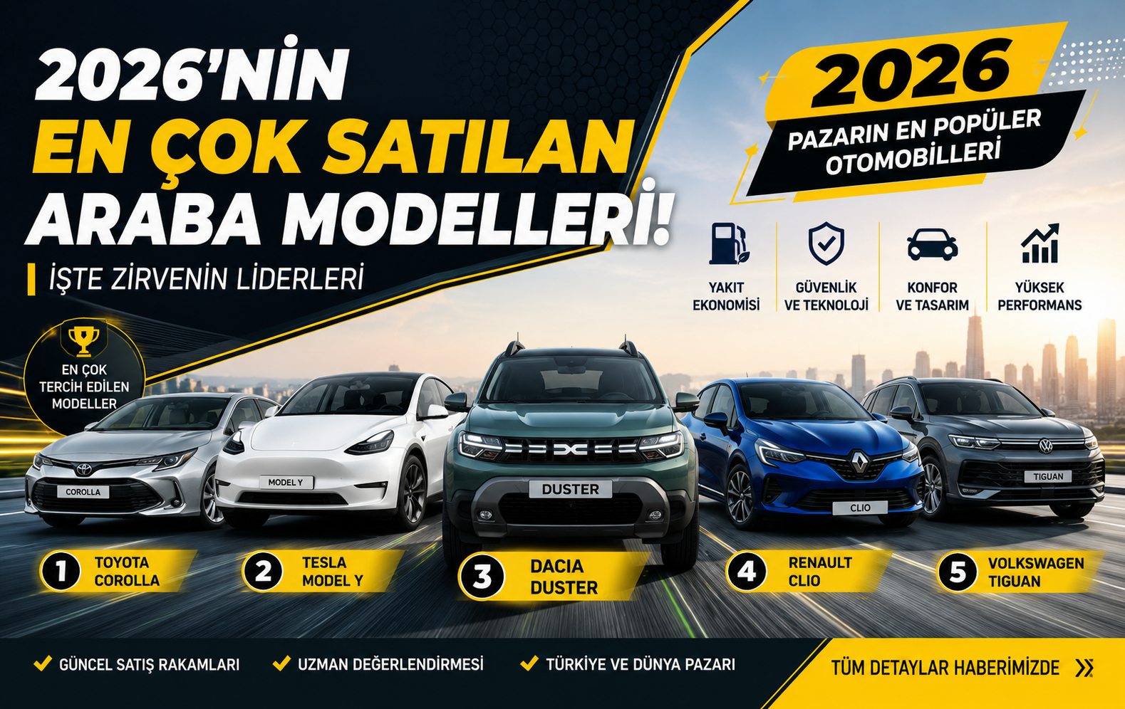 2026 En Çok Satılan Araba Modelleri: Pazarın Zirvesindeki Otomobiller