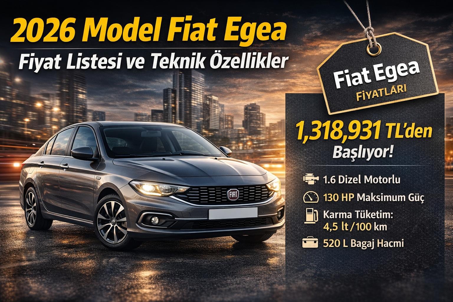 2026 Model Fiat Egea Fiyat Listesi ve Teknik Özellikler Açıklandı