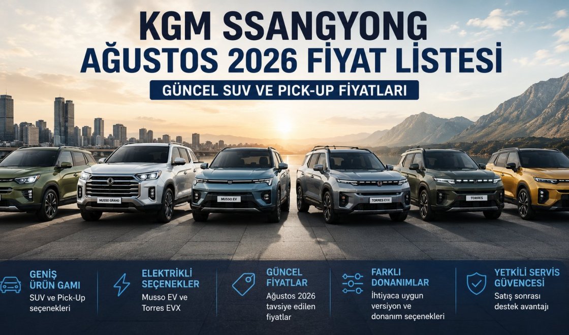 KGM SsangYong’da Ağustos 2026 dönemi: İşte Torres, Actyon ve Musso modellerinin fiyatları