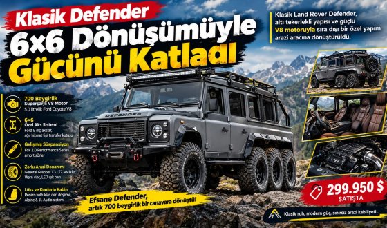 Klasik Land Rover Defender’a Dev Dönüşüm: 6x6 ve 700 Beygir V8