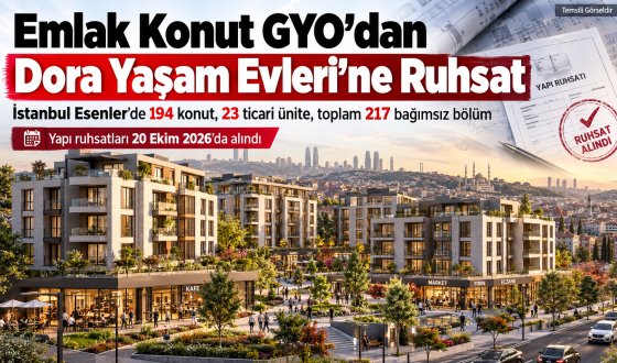 Emlak Konut GYO'nun Dora Yaşam Evleri Projesine Onay: 194 Konut ve 23 Ticari Ünite Geliyor