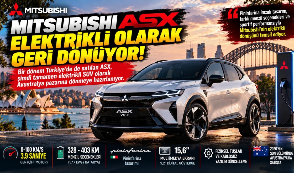 Mitsubishi'den Elektrikli SUV Hamlesi! Yeni ASX VR-e 403 KM Menzille Geliyor