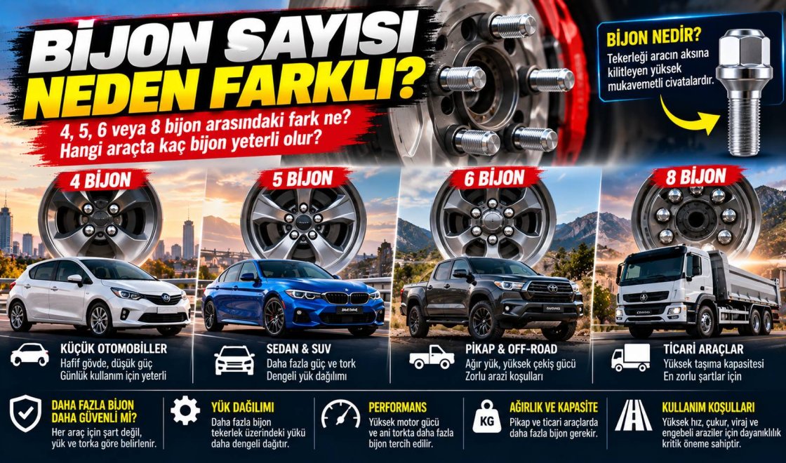 Otomobillerde Bijon Sayısı Neden Farklı? 4, 5, 6 ve 8 Bijon Arasındaki Şaşırtıcı Fark