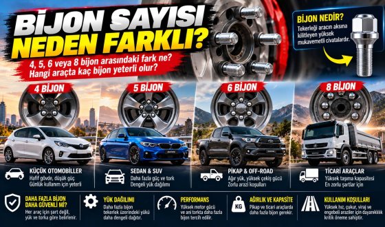Otomobillerde Bijon Sayısı Neden Farklı? 4, 5, 6 ve 8 Bijon Arasındaki Şaşırtıcı Fark