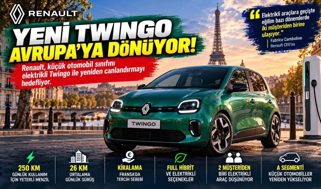 Renault Twingo Geri Dönüyor! Avrupa'da Küçük Elektrikli Otomobil Dönemi Yeniden Başlıyor