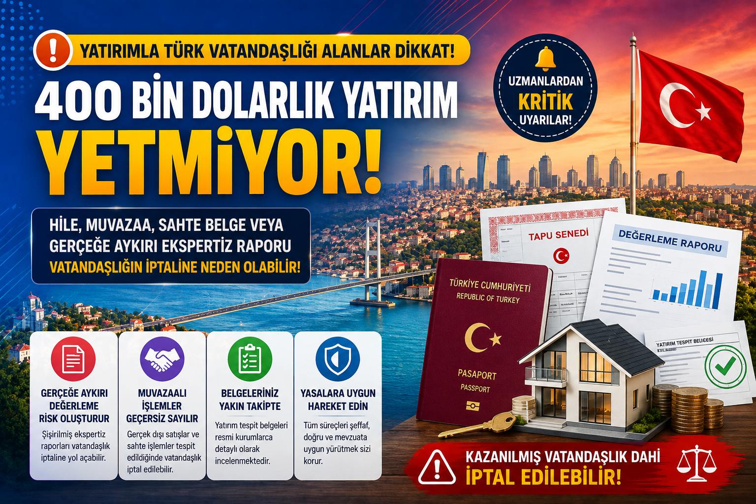 400 Bin Dolarlık Yatırım Yeterli Değil! Türk Vatandaşlığı Hangi Durumlarda İptal Edilir?