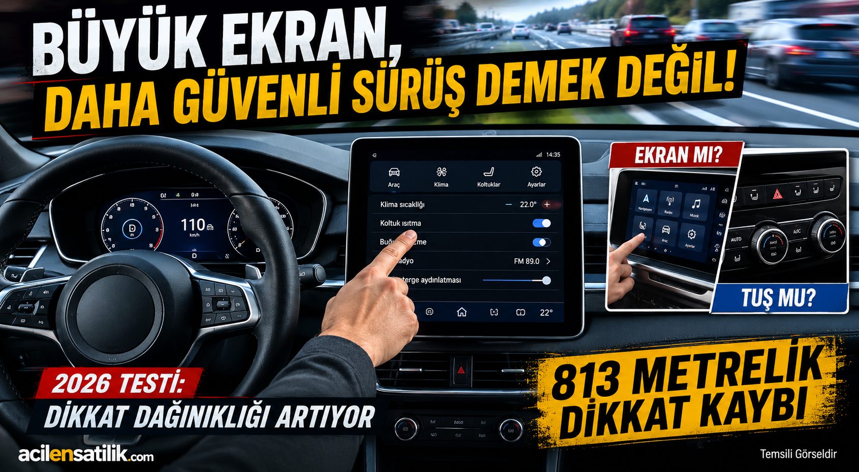 Büyük Ekran, Daha Güvenli Sürüş Demek Değil: Otomobillerde Dikkat Kaybı Artıyor