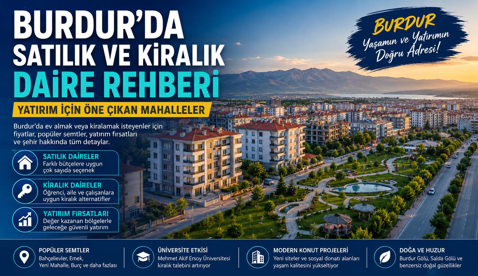 Burdur'da Konut Yatırımı Yapılır mı? İşte Öne Çıkan Semtler ve Fiyat Avantajları