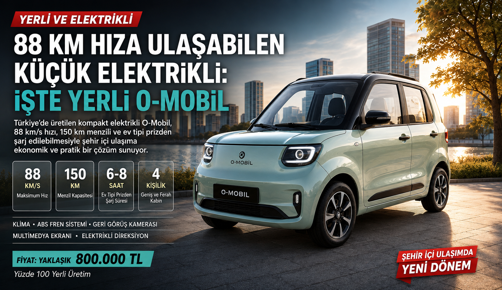 88 Km Hıza Ulaşan Yerli Elektrikli O-Mobil: Küçük Boyutlarıyla Şehir İçinde Dikkat Çekiyor