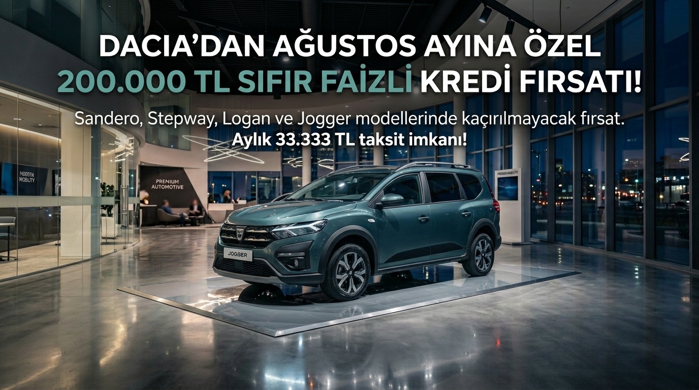 Dacia Fiyat Listesi ve Ağustos Kampanyası: 33.333 TL Taksitle Sıfır Otomobil Fırsatı