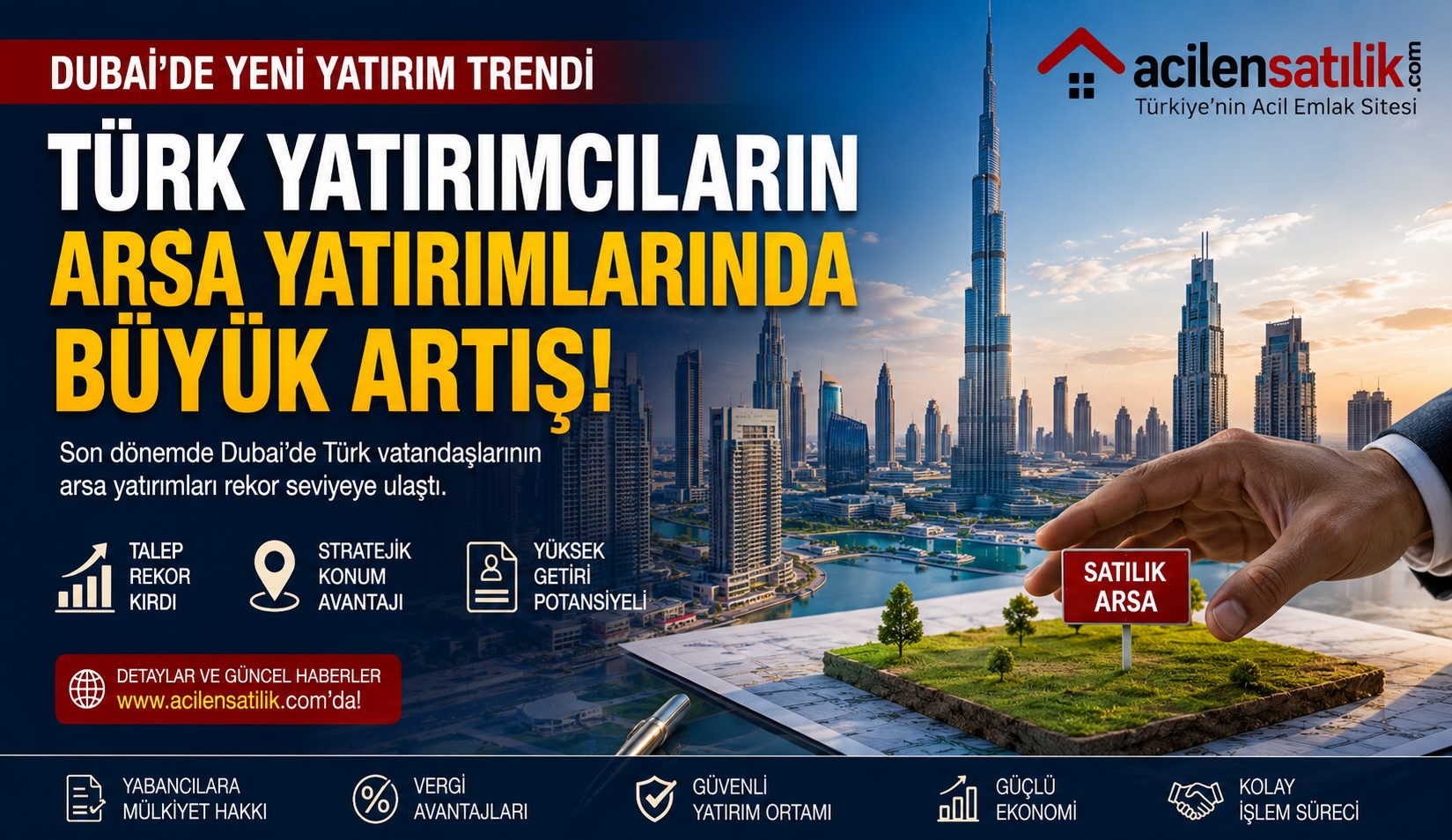 Dubai'de Arsa Yatırımları Rekor Kırıyor: Türklerin İlgisi Her Geçen Gün Artıyor