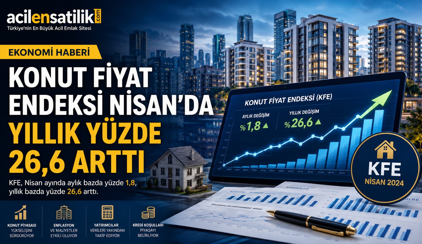 Ev Fiyatlarında Son Durum: Konut Fiyat Endeksi Yıllık Yüzde 26,6 Yükseldi