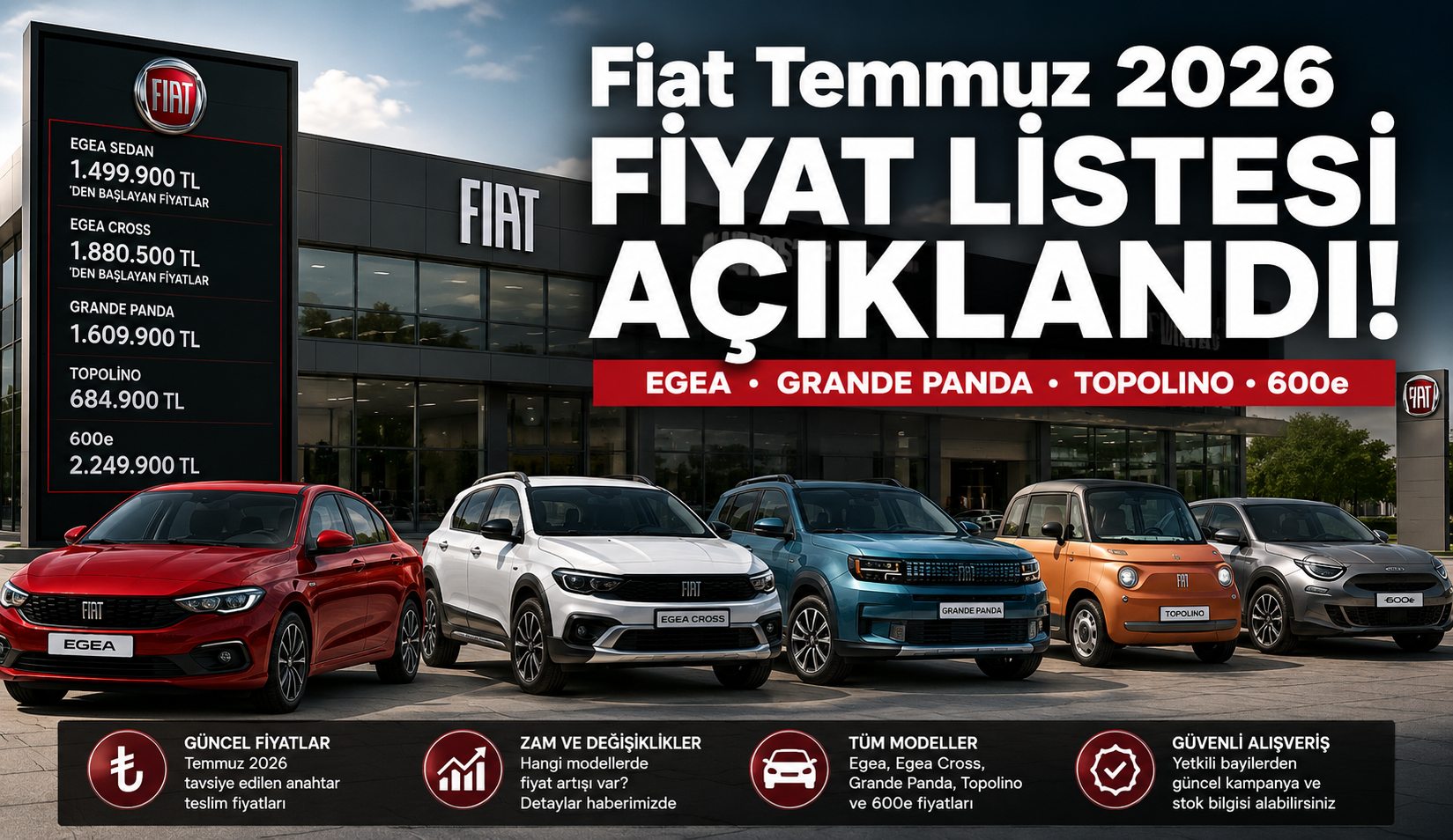 Fiat Temmuz 2026 Fiyat Listesi Açıklandı İşte Güncel Egea Panda Topolino ve 600e Fiyatları