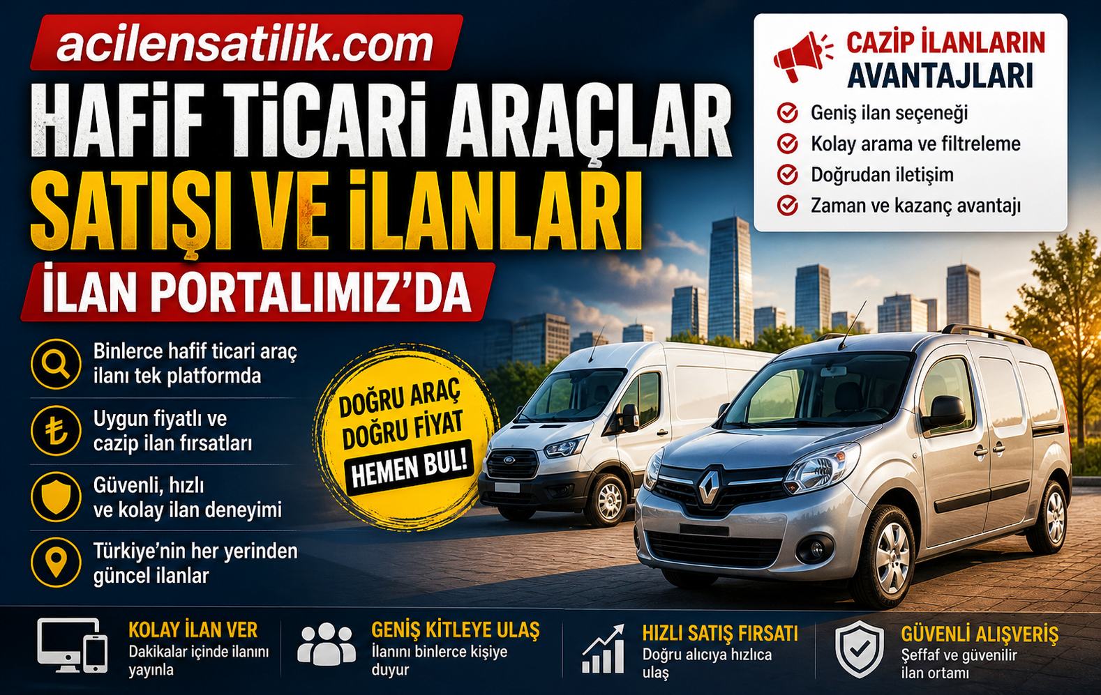 Hafif Ticari Araçlar Neden Daha Fazla Tercih Ediliyor? acilensatilik.com’da Cazip İlan Fırsatları