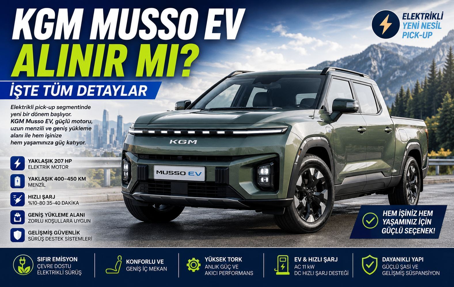 KGM Musso EV Türkiye Yolunda! Elektrikli Pick-Up Hakkında Bilmeniz Gerekenler