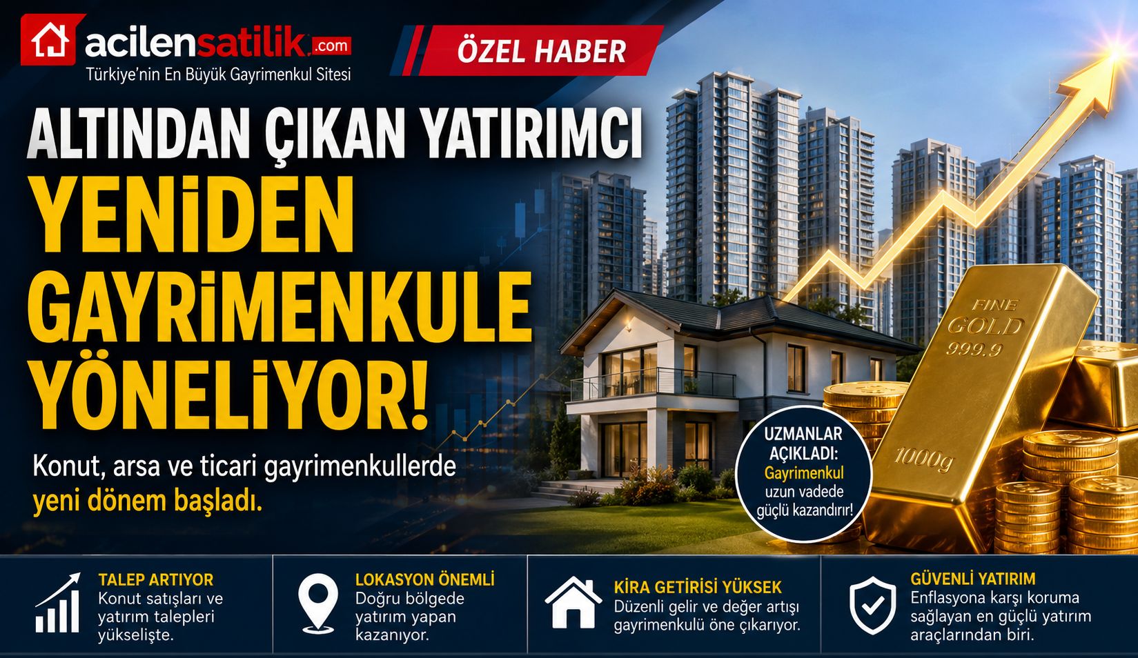 Konut Piyasasında Dikkat Çeken Hareketlilik! Altın Yatırımcıları Emlak Sektörüne Geri Döndü