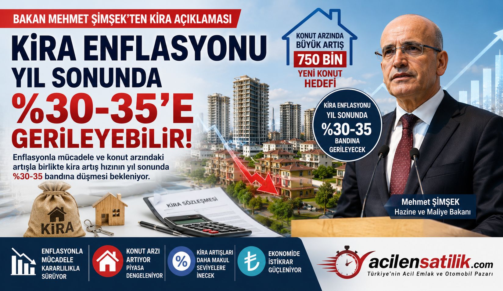 Konut Piyasasında Yeni Dönem: Bakan Şimşek Kira Enflasyonu İçin Tarih Verdi