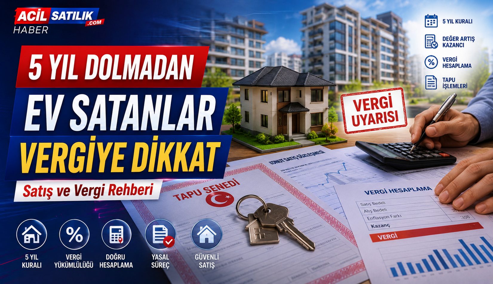 Konut Satışında 5 Yıl Kuralı Nedir? Vergi Hesabı Nasıl Yapılıyor?