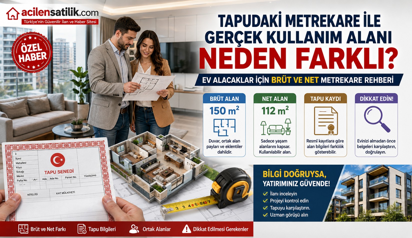 Konut Satın Almadan Önce Mutlaka Okuyun: Brüt-Net Metrekare Hesabı Nasıl Yapılır?