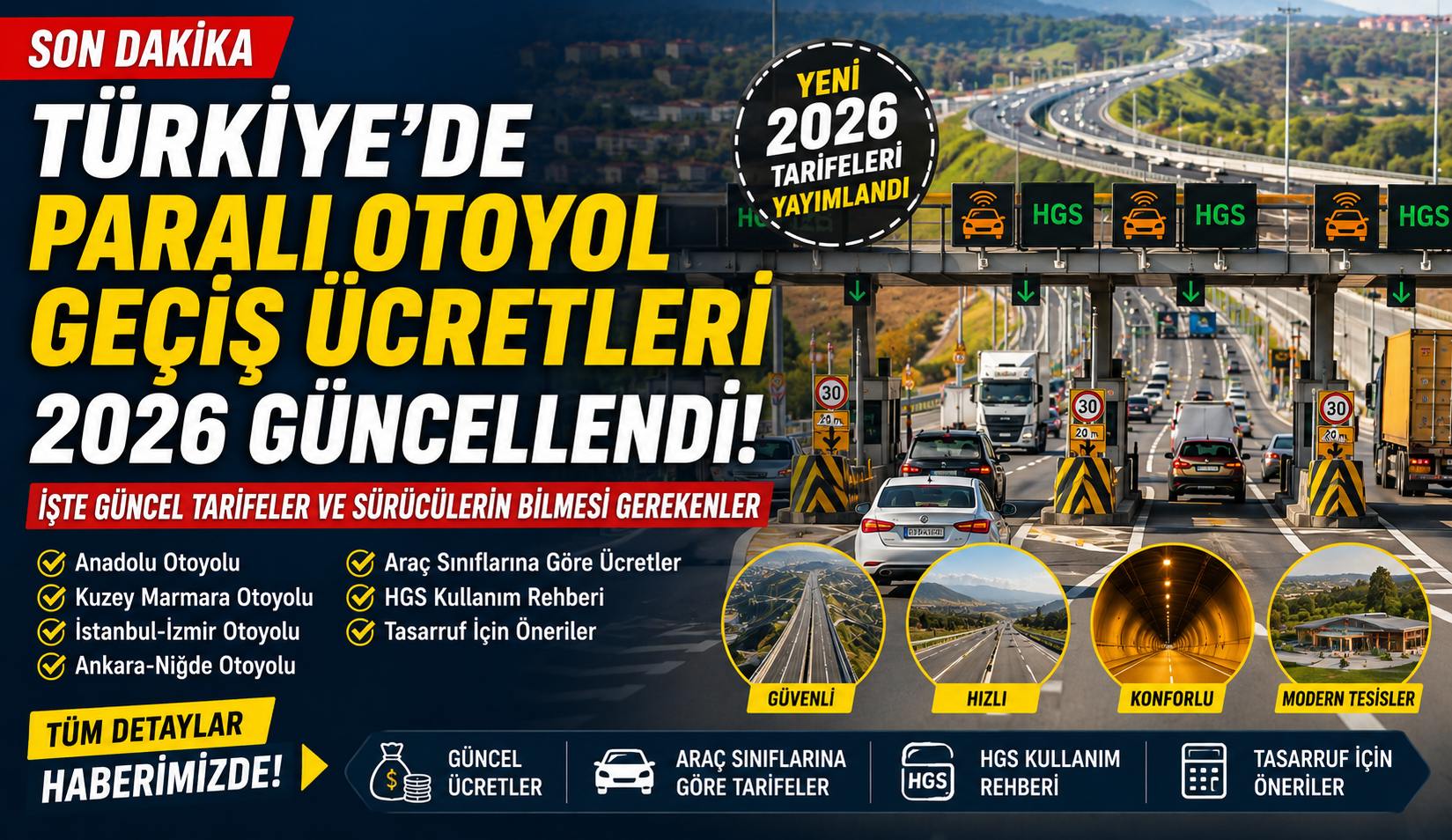 Türkiye'de Paralı Otoyol Geçiş Ücretleri 2026 Güncellendi İşte Yeni Tarifeler