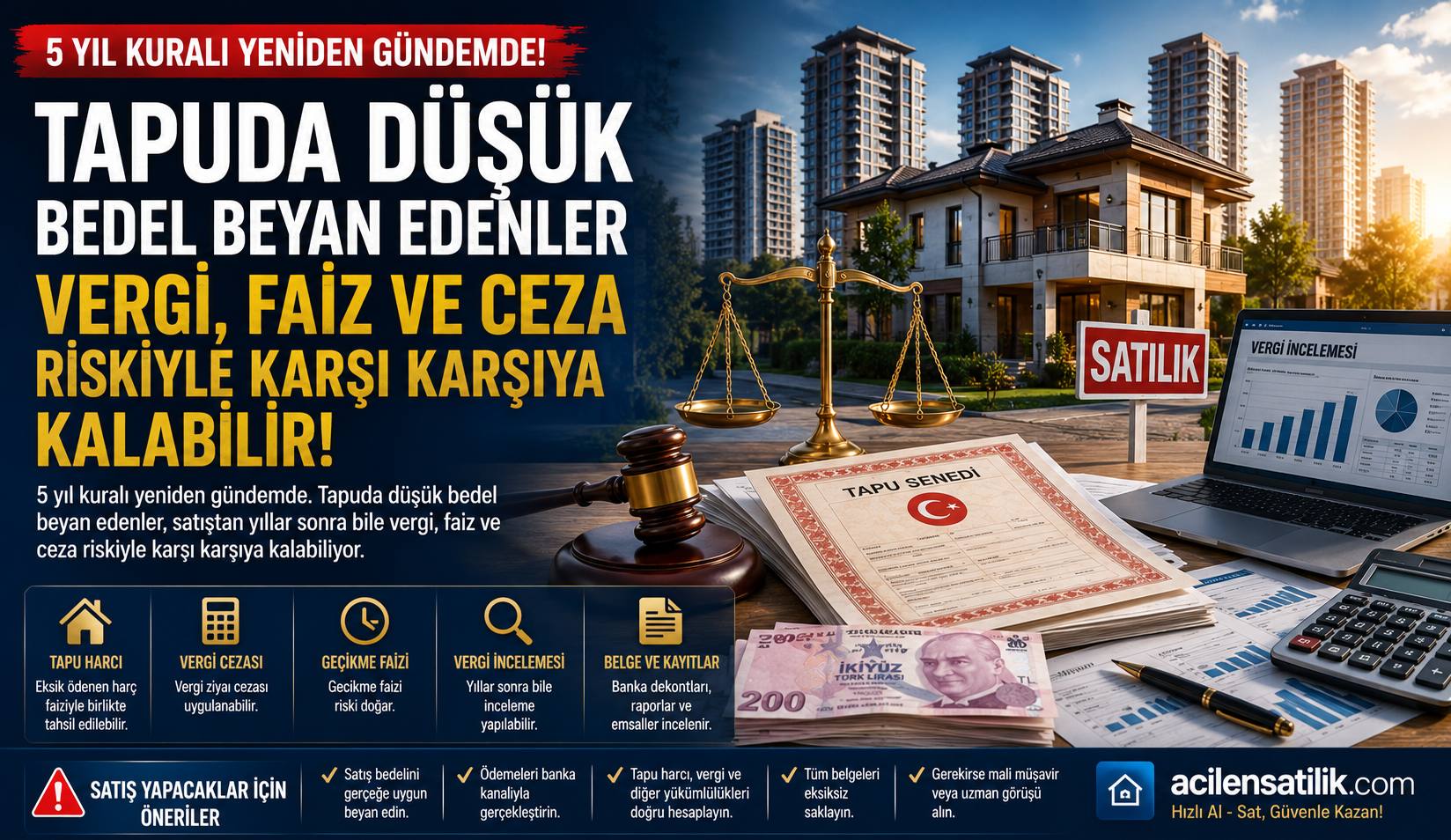 Tapuda Düşük Bedel Beyan Edenler Dikkat! 5 Yıl Sonra Bile Vergi ve Ceza Kapınızı Çalabilir