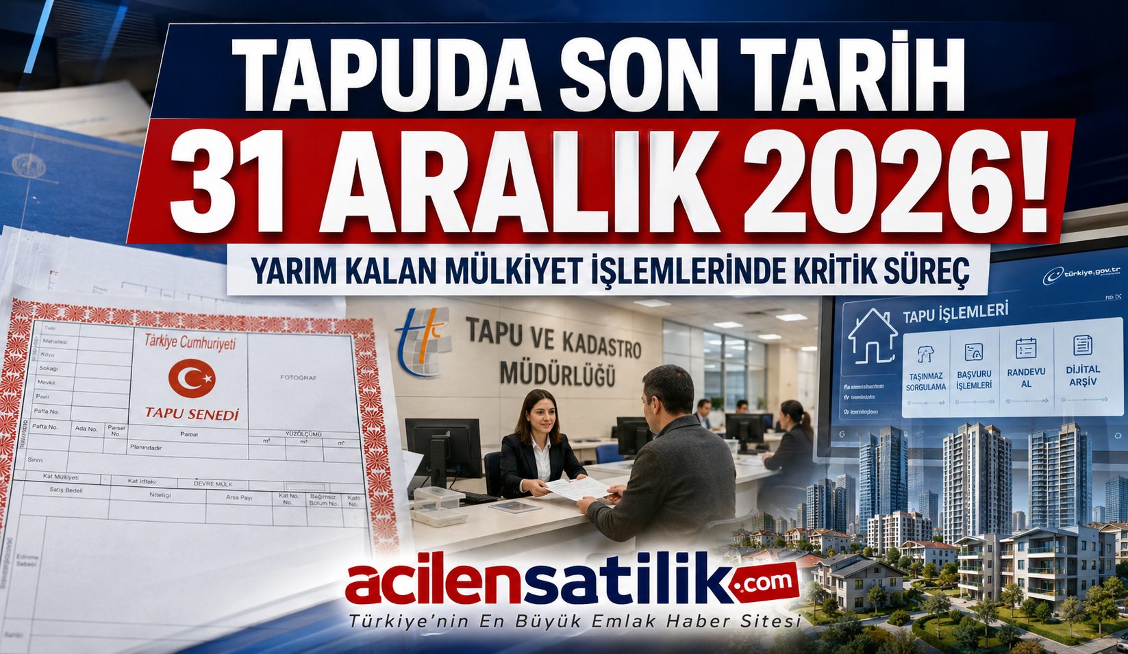 Tapuda Son Tarih 31 Aralık 2026! Yarım Kalan Mülkiyet İşlemleri İçin Kritik Uyarı
