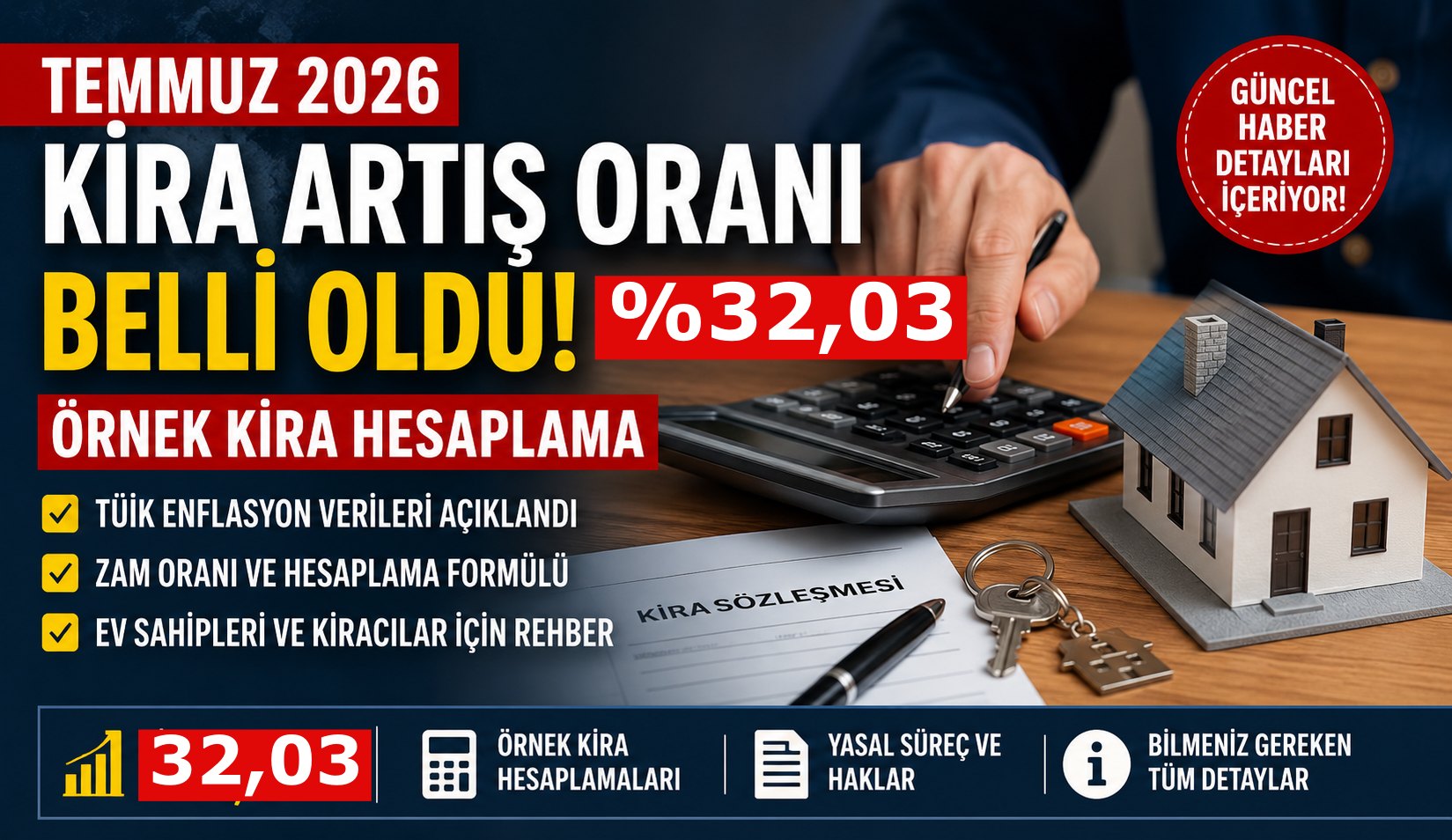 Temmuz 2026 Kira Artış Oranı Belli Oldu! İşte Yeni Zam Oranı ve Örnek Hesaplama
