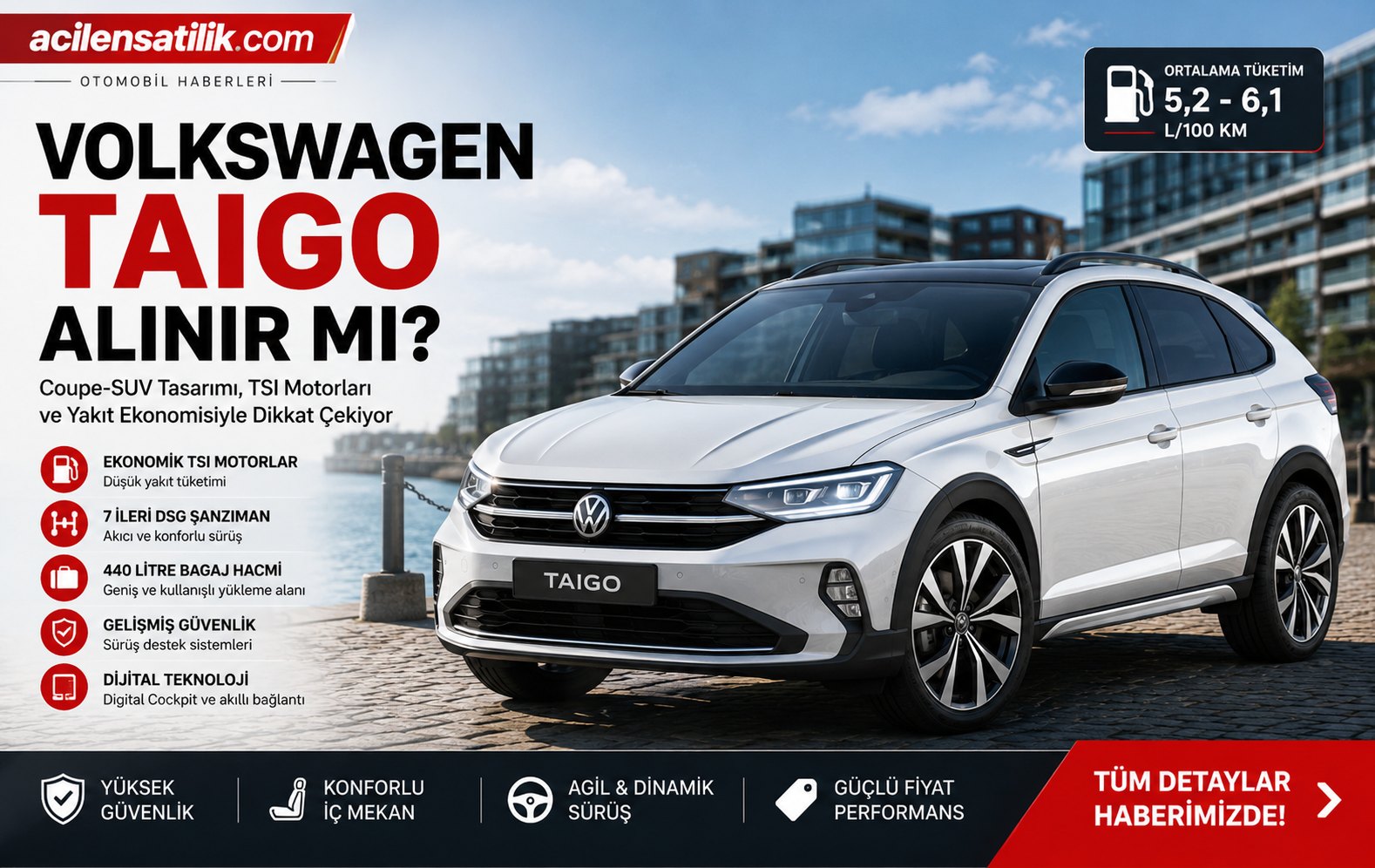 Volkswagen Taigo Alınır mı? Coupe-SUV Tasarımıyla Dikkat Çeken Kompakt Crossover