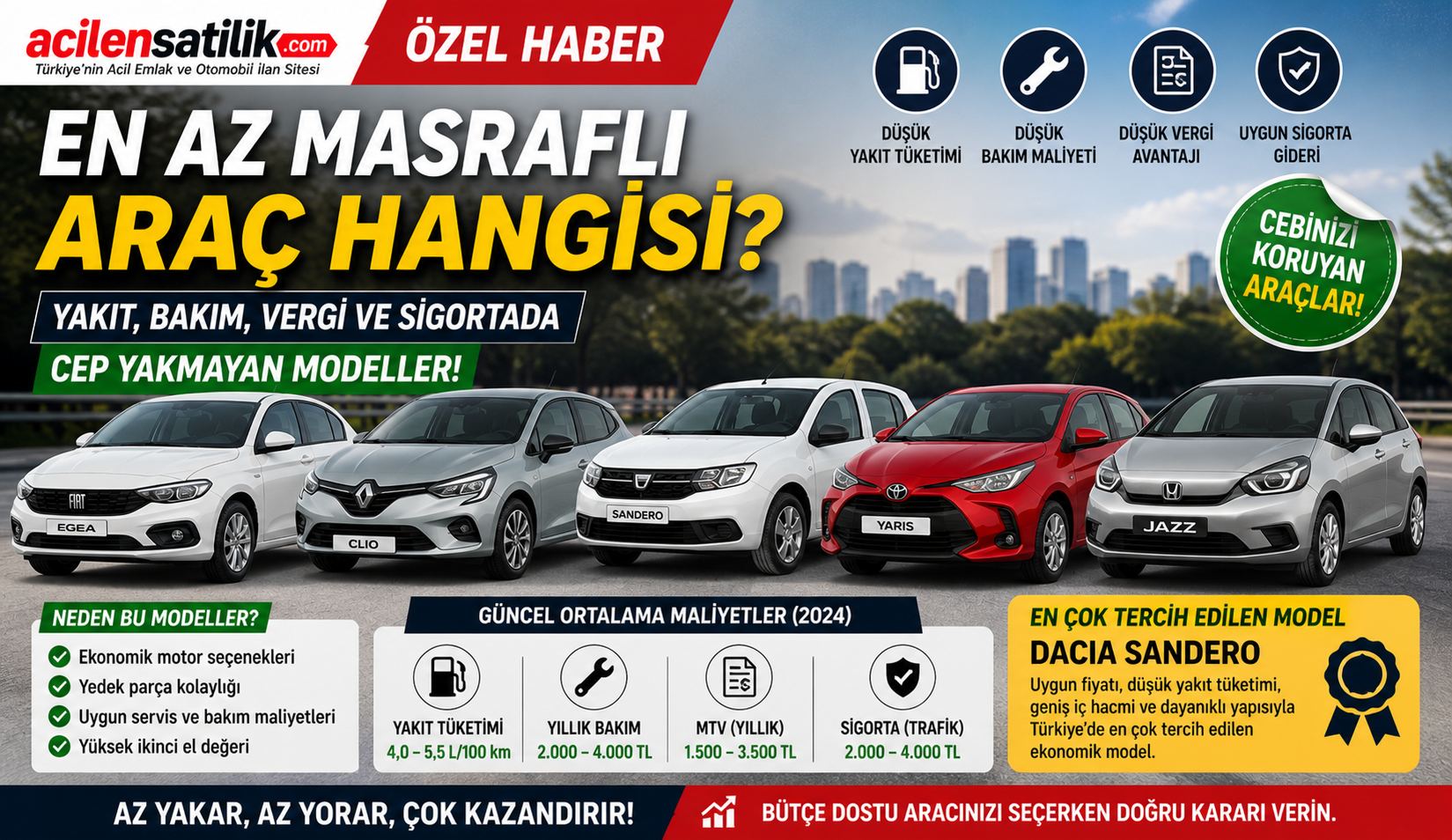 Yakıt ve Bakım Masrafı En Düşük Araçlar Hangileri? İşte Güncel Liste